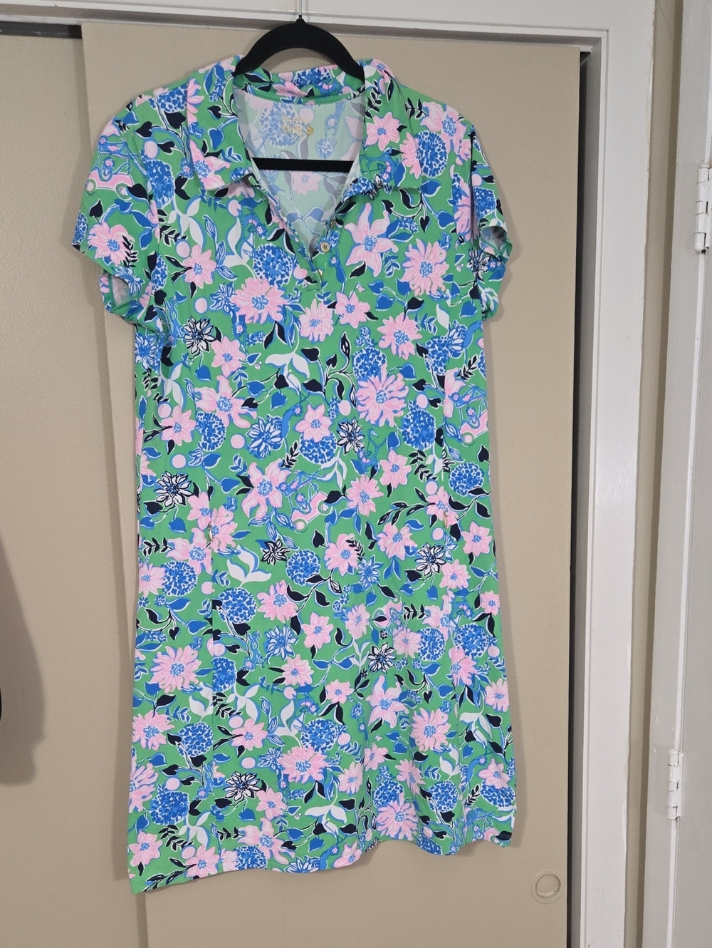 Lilly Pulitzer Luxletic Green Floral Short-Sleeve Dress Size XL